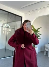 BORDO KÜRK YAKA PREMİUM KAŞE KABAN