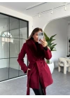 BORDO KÜRK YAKA PREMİUM KISA KAŞE KABAN