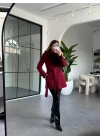 BORDO KÜRK YAKA PREMİUM KISA KAŞE KABAN