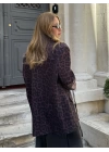 Bordo Leopar Desen Oversize Ceket