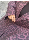 Bordo Leopar Desen Oversize Ceket