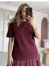 Bordo Marka Model Dekoratif Dikişli Pamuklu T-Shirt