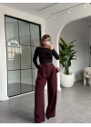 BORDO PİLELİ İÇTEN PERVAZLI PANTOLON
