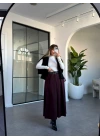 BORDO PİLİSELİ KEMERLİ ETEK