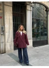 BORDO TEK DÜĞMELİ OVERSİZE BLAZER CEKET