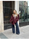 BORDO TEK DÜĞMELİ OVERSİZE BLAZER CEKET