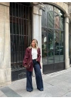 BORDO TEK DÜĞMELİ OVERSİZE BLAZER CEKET