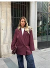 BORDO TEK DÜĞMELİ OVERSİZE BLAZER CEKET