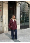 BORDO TEK DÜĞMELİ OVERSİZE BLAZER CEKET