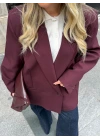 BORDO TEK DÜĞMELİ OVERSİZE BLAZER CEKET