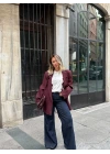 BORDO TEK DÜĞMELİ OVERSİZE BLAZER CEKET