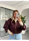 BORDO TORBA CEPLİ BOMBER CEKET