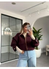 BORDO TORBA CEPLİ BOMBER CEKET