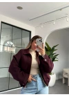 BORDO TORBA CEPLİ BOMBER CEKET