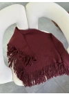 BORDO TRİKO PÜSKÜLLÜ ÜÇGEN ŞAL