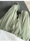 Çağla Yeşili Beli Lastikli Yumuşacık Dokulu Pantolon