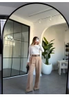 CAMEL ÇİFT KEMERLİ PİLELİ PANTOLON