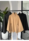 CAMEL DİK YAKA KUŞAKLI PANÇO