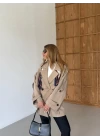 CAMEL DÜĞMELİ MANŞET DETAY KUŞAKLI KISA TRENÇKOT