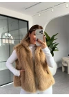 CAMEL FERMUARLI KÜRK YELEK