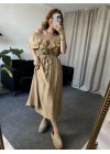 Camel Fırfırlı Elbise