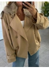CAMEL KÜRK YAKA TRENÇKOT