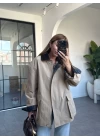 CAMEL KADİFE YAKALI TRENÇ MONT