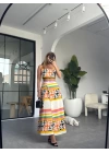ÇOK RENKLİ ETNİK DESEN CROP ETEK TAKIM