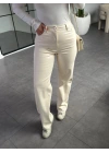 EKRU DERİ PANTOLON