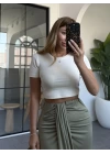 EKRU DÜZ CROP