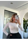 EKRU DİLVİN KAYIK KAYA MODAL KAŞMİR BLUZ