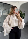 EKRU KOLLARI VOLANLI BLUZ 5059
