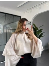 EKRU KOLLARI VOLANLI BLUZ 5059