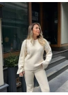EKRU YUMOŞ DOKULU KAŞMİR KAZAK