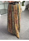 ETNİK DESEN KEMERLİ ASTARLI ETEK