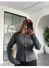FÜME BİSİKLET YAKA SİMLİ DİLVİN TRİKO HIRKA