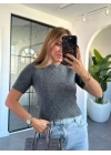 FÜME BİSİKLET YAKA YUMUŞAK DOKULU KAZAK