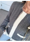 FÜME KREM ETEĞİ PİLELİ HIRKA