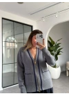 GRİ ÇİFT FERMUARLI PREMİUM HIRKA