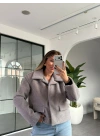 GRİ KISA KÜRK CEKET
