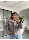 GRİ KISA KÜRK CEKET