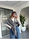 GRİ MELANJ ÜÇGEN İÇTEN GEÇMELİ TRİKO ŞAL