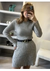 Gri Mini Triko Elbise