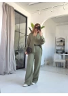 Haki Boncuk Kemer Keten Takım