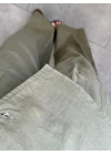 HAKİ DÜĞMELİ YELEKLİ KETEN PANTOLON TAKIM