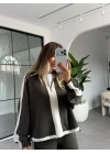 HAKİ KREM ŞERİT DETAYLI MODAL TAKIM