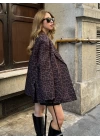 Haki Leopar Desen Oversize Ceket