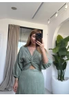 HAKİ MÜSLİN DÜĞÜM DETAY ELBİSE