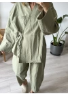 Haki Paraşüt %100 Cotton Pantolonlu Takım
