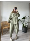 Haki Paraşüt %100 Cotton Pantolonlu Takım